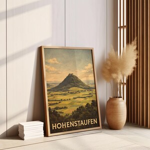 Hohenstaufen Poster Berglandschap – Vintage Reisposter Stauferberg – Natuur Muurdecoratie Zwaben A4/A3/A2/A1/A0