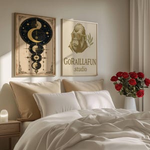 Mond Yin Yang Poster – Spirituelle Boho Wandkunst mit Sternenhimmel & Symbolik • Digital Download • Celestial Soul Serie