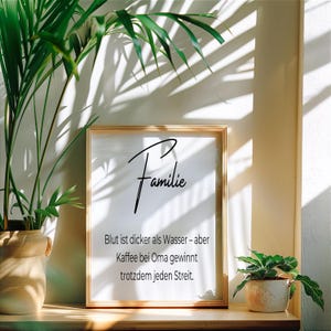 Family saying poster boho funny wall picture – “Blood is thicker than water, but coffee at grandma’s wins” – Funny gift A4 A3 A2 A1 A0