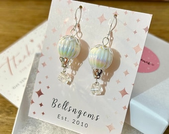 Silver Hot Air Balloon Earrings Weather By ElainaLouiseStudios