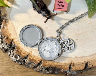 Supernatural Inspired Pentagram locket Stainless Steel Necklace Devils Trap Dean Sam Winchester Castiel Angel
