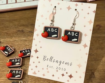 Cute Chalkboard Teacher Drop Dangle Earrings. Fun Jewelry Earrings.