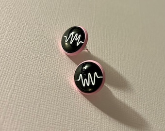 Arctic Monkeys Bubblegum Pink Glass Cabochon Earring Studs