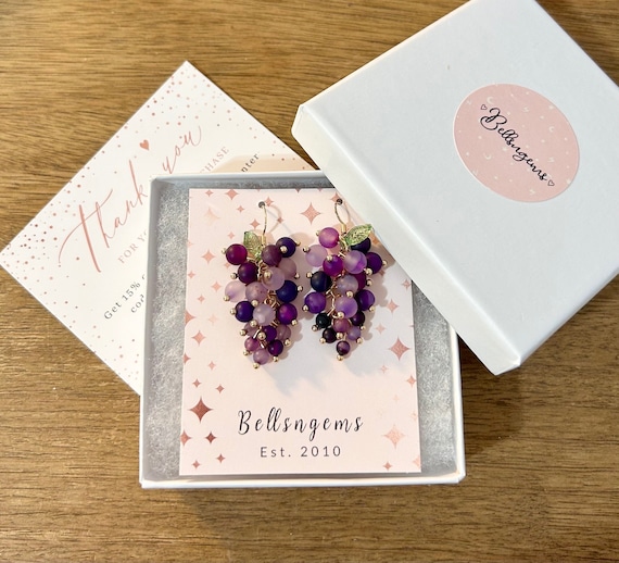 Agate Grape Dangle Gold Sterling Silver Stainless Steel Hook