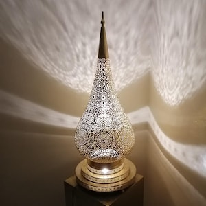 Moroccan Table Lamp ,Handmade Brass Filigree Lantern ,Boho Decor Oriental Night Light ,Warm Ambient Lighting ,bronze bedside lamp