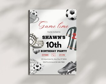Editable Soccer Birthday Invitation, Sports Theme (Digital Download)