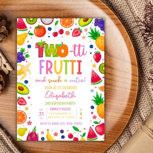 Two-tti Frutti Birthday Invitation, Two-tti Frutti 2nd Birthday Invite, Two-tti Frutti Invites, Fruit Party Invitation, Fruits Birthdy Canva