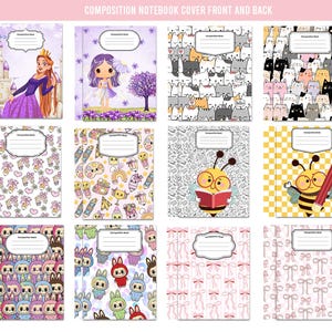 Notebookomslag met afdrukbare compositie: terug naar school DIY (digitale download pdf en png)