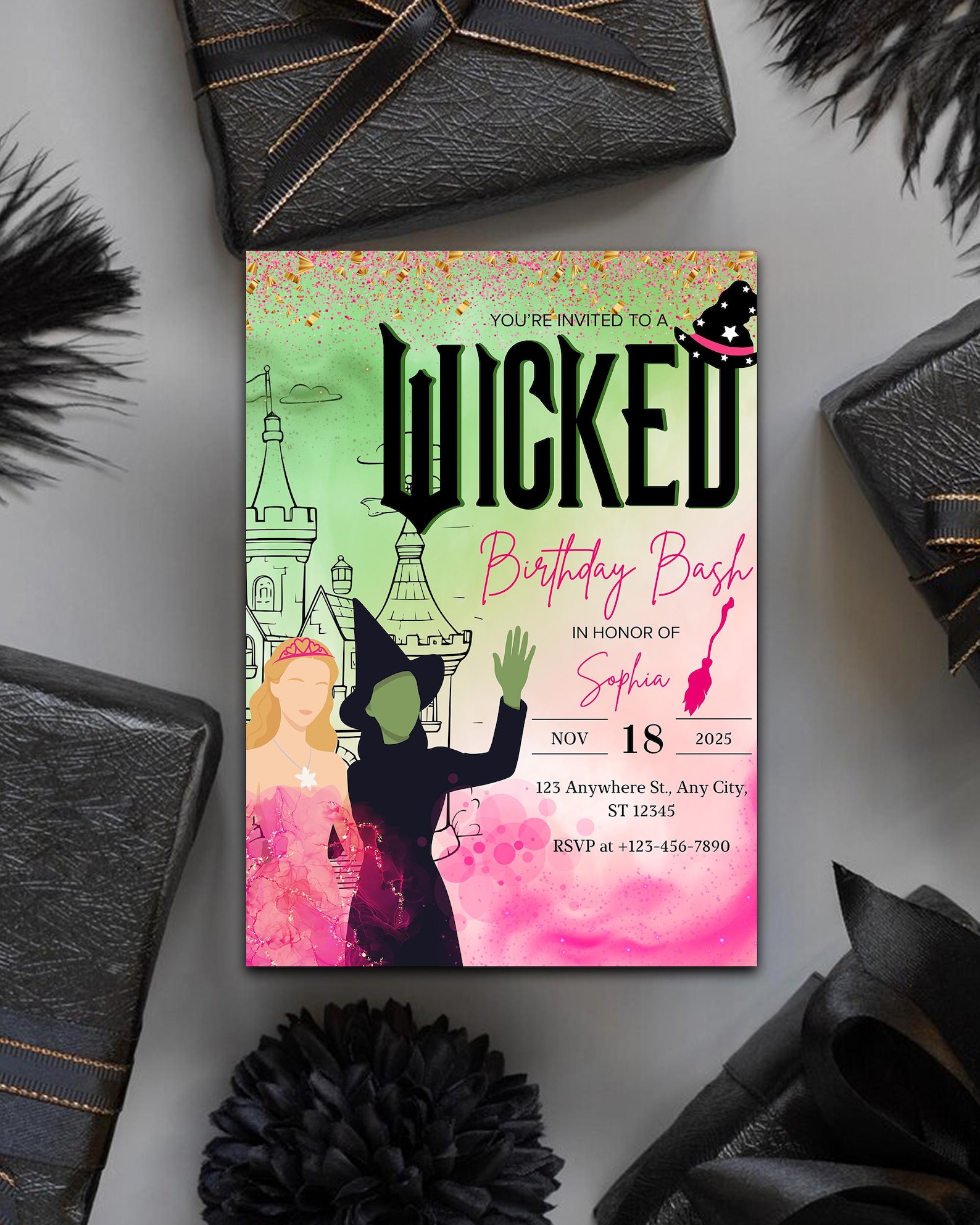 Downloadable Wicked Invitations Editable Wicked Birthday Party Invitation: Canva Template (digital ...