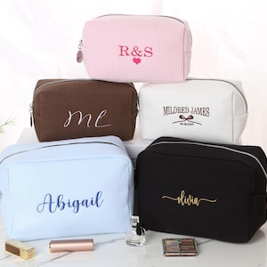 Personalized Embroidered Cosmetic Bag, Custom Name Makeup Bag, Initials Toiletry Bag, Personalized Travel Cosmetic Bag, Bridesmaid Gift