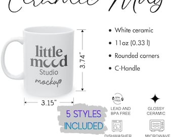 11 oz White Mug Size Chart, Ceramic Mug Size Chart, POD Mug Sizing Guide, Printify Mug Template, Size Chart Mug JPG Digital Download