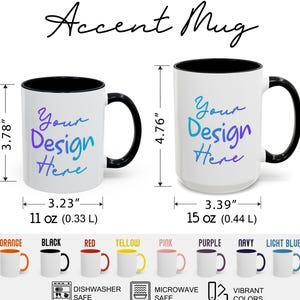 3 Accent Mug Size Chart, Printify Accent Mug Mockup, 11 oz 15 oz Accent Mug Mockup, POD Mug Sizing Guide, Two Tone Mug Sizing Guide, POD Mug