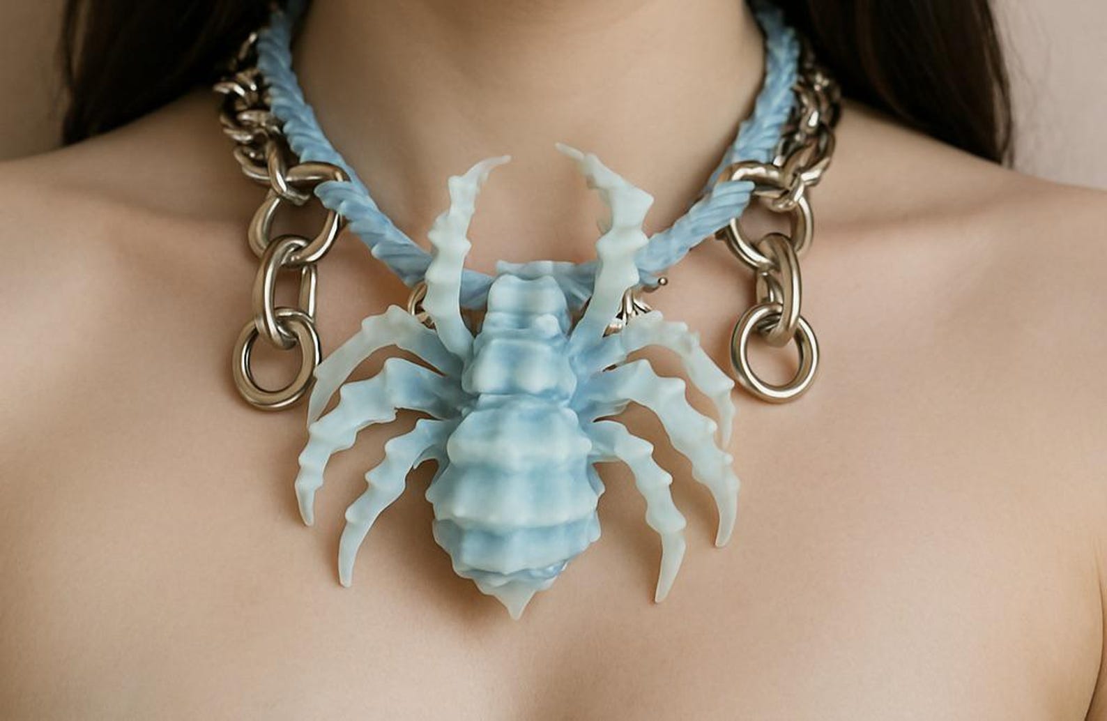 Chain Set Insect Spider Necklace – Chunky Chain With Insect Pendant, Gothic Creepy Cute ...