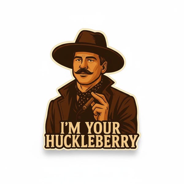 I'm Your Huckleberry Sticker: Retro Western Movie Vinyl Decal