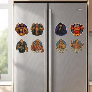 90s Wrestling Legends Sticker or Magnet: Retro Fan Art, 3&quot; Die-Cut