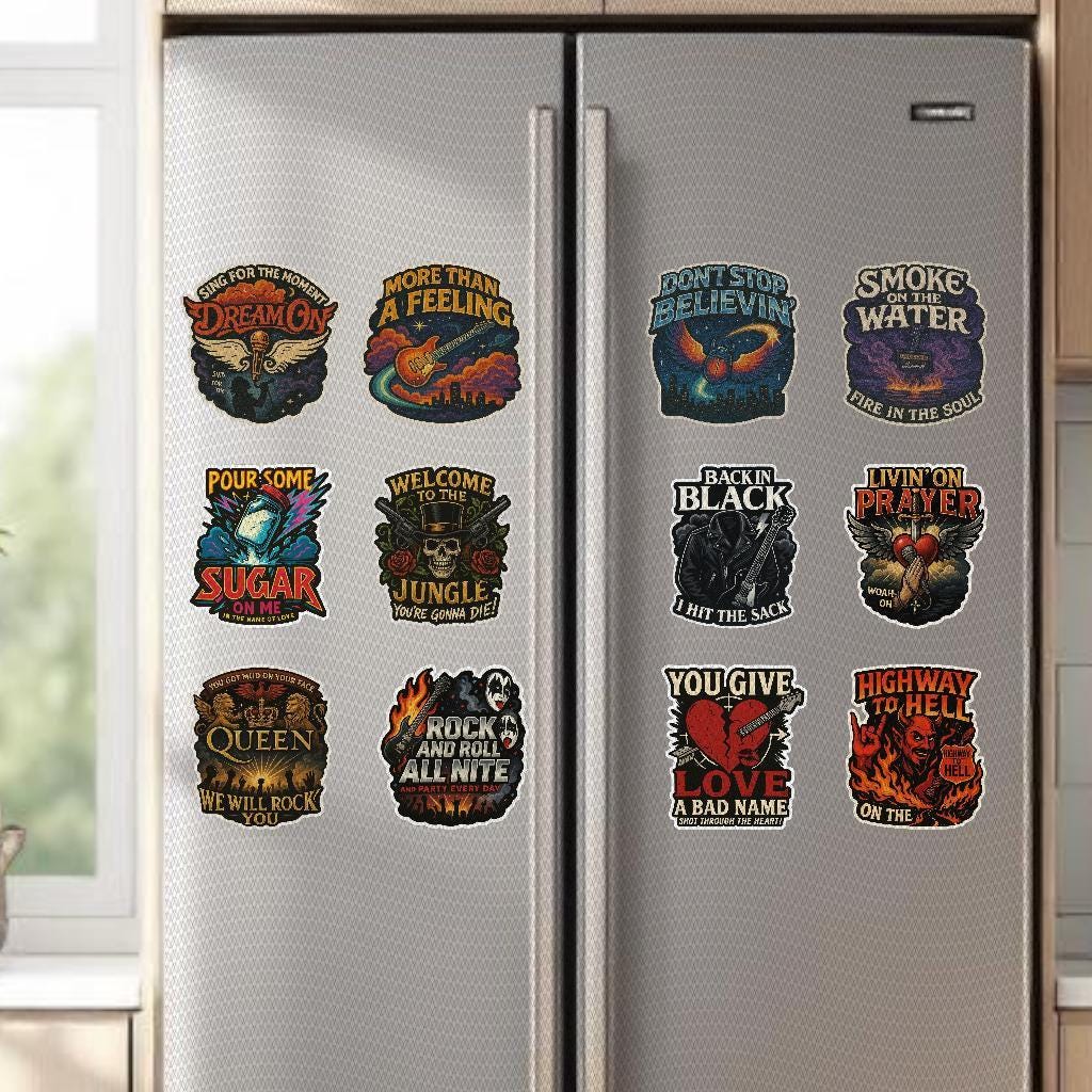 Classic Rock Band Magnet Set: 70s-80s Music Fridge Decals - Etsy