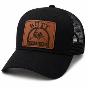 Butt Snorkeler Leather Patch Hat, Funny Trucker Hat, Engraved Leather Patch Cap, Boating Hat, Fishing Gift, Lake Life Hat