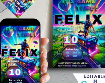 Epic Gamer Birthday Invitation: Editable Video Game Party Template (Digital Download)