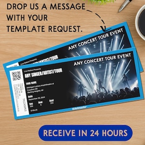 Personalisierte Tour Ticket Vorlage bearbeitbares druckbares Konzert anpassbares digitales Passgeschenk