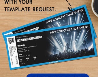 Personalised Tour Ticket Template Editable Printable Concert Customizable Digital Pass Gift