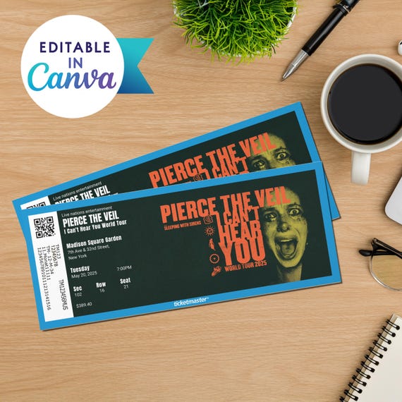 Peirce the Veil Tour Ticket Editable Printable Concert Ticket