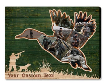 Lienzo personalizado con collage de fotos de caza de patos: regalo de cazador con perro