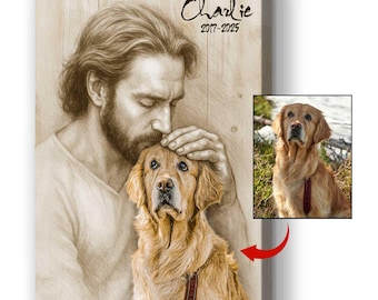 Personalized Pet Memorial Canvas: Rainbow Bridge Photo Keepsake