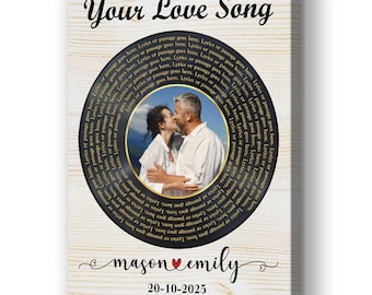 Custom Song Lyrics Vinyl Record Canvas – Personalized Photo Anniversary Gift