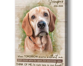 Lienzo conmemorativo personalizado con retrato de perro, letrero de acuarela para recordar a una mascota fallecida, regalo para recordar a un perro.