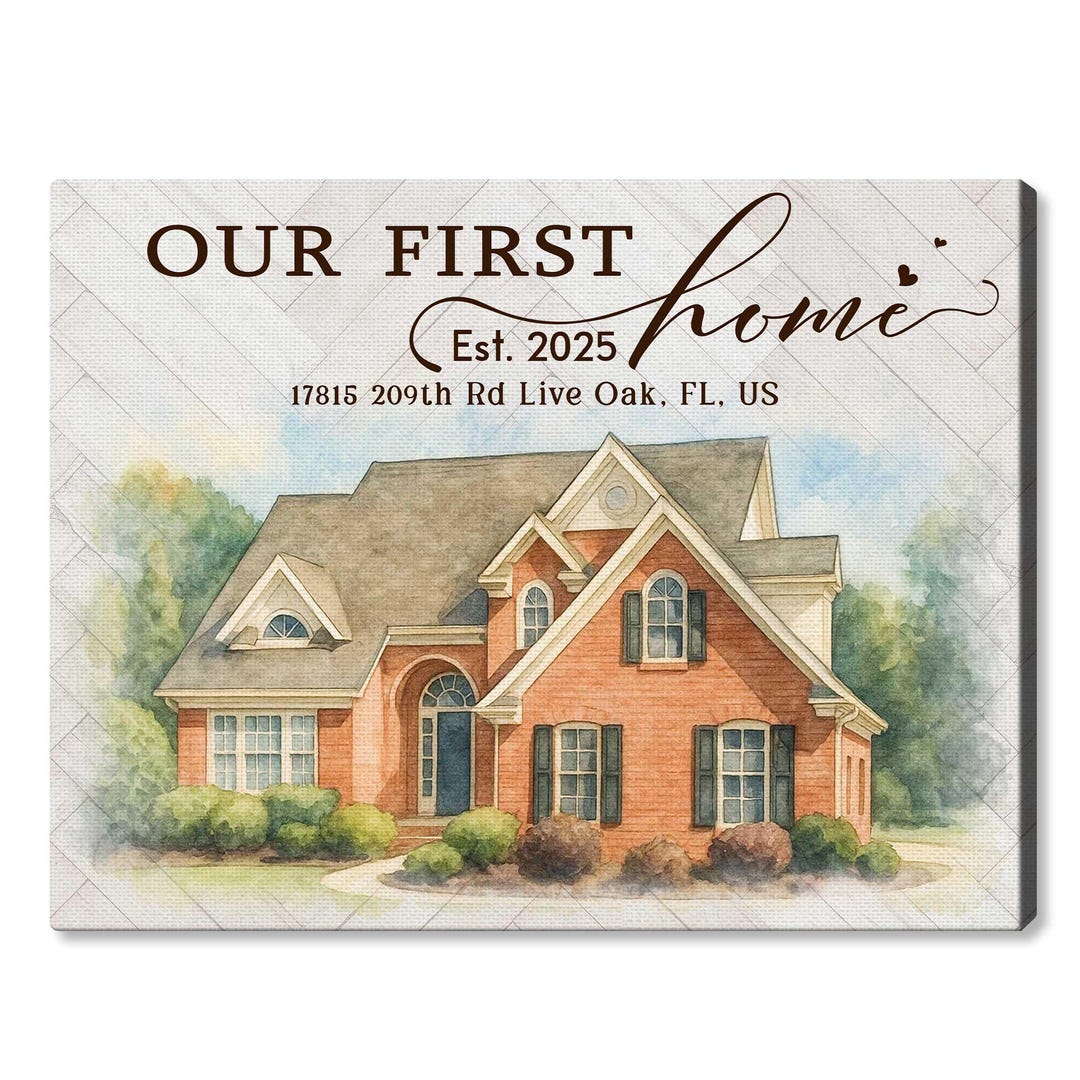 Personalized First Home Canvas: Custom Watercolor Housewarming Gift - Etsy