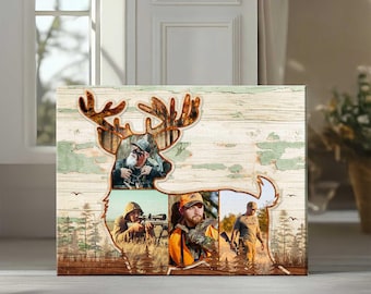 Personalized Deer Hunting Photo Canvas: Rustic Wildlife Lodge Decor