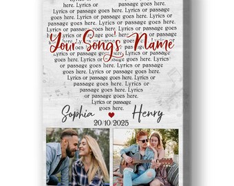 Personalized Wedding Song Lyrics Canvas Print: Custom Photo & Date