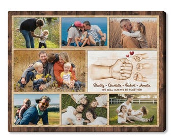 Personalized Dad Photo Collage Canvas, Custom Family Names, Father's Day Gift