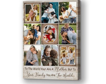 Lienzo collage de fotos personalizado para mamá, regalo personalizado para el Día de la Madre
