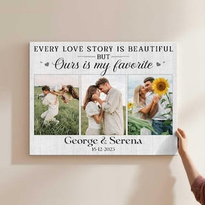 Custom Photo Gift for Couple, Personalized Love Story Canvas, Customized Photo Canvas, Anniversary Gift, Wedding Decor