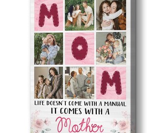 Collage de fotos personalizado para mamá en lienzo, cuadro con cita personalizada para madres, regalo para mamá