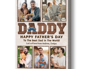 Collage de fotos personalizado para papá en lienzo, regalo para el Día del Padre, decoración de pared con recuerdos familiares.
