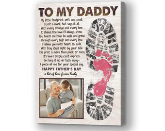 Lienzo personalizado para el primer Día del Padre, collage de fotos con la huella del pie de papá.
