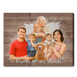 Custom Family Memorial Portrait Canvas: Combine Loved Ones, Watercolor Style