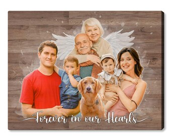 Lienzo conmemorativo familiar personalizado: combina tus seres queridos con estilo acuarela