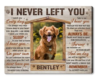 Lienzo conmemorativo personalizado para mascotas, arte mural con foto personalizada para mascotas, regalo de condolencia por la pérdida de un perro