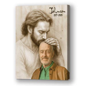 Personalized Memorial Canvas: Jesus Holding Loved One, Christian Sympathy Gift