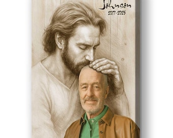 Personalized Memorial Canvas: Jesus Holding Loved One, Christian Sympathy Gift