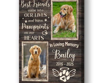 Personalized Dog Memorial Canvas: Pet Loss Gift, Custom Pawprints