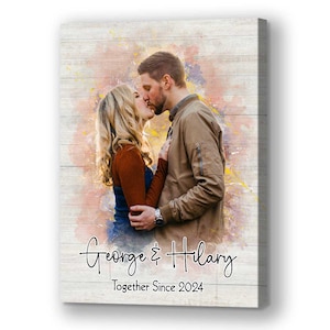 Custom Couple Photo Canvas - Personalized Anniversary Gift for Him or Her - Together Since Print with Names - Romantic Wall Art for Couples
