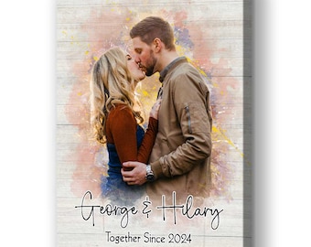 Custom Couple Photo Canvas – Personalized Anniversary Wall Art