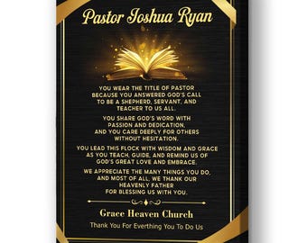 Arte mural personalizado de agradecimiento al pastor: regalo personalizado para la iglesia, regalos para pastores