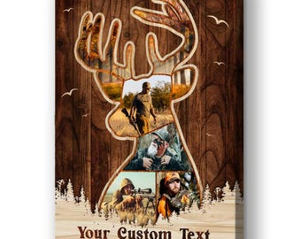 Personalized Deer Hunting Photo Collage Canvas: Hunter Gift