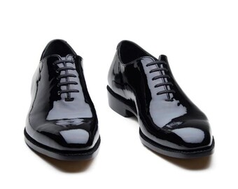 Handmade Black Color Genuine Patent Leather Whole Cut Lace  display picture 2