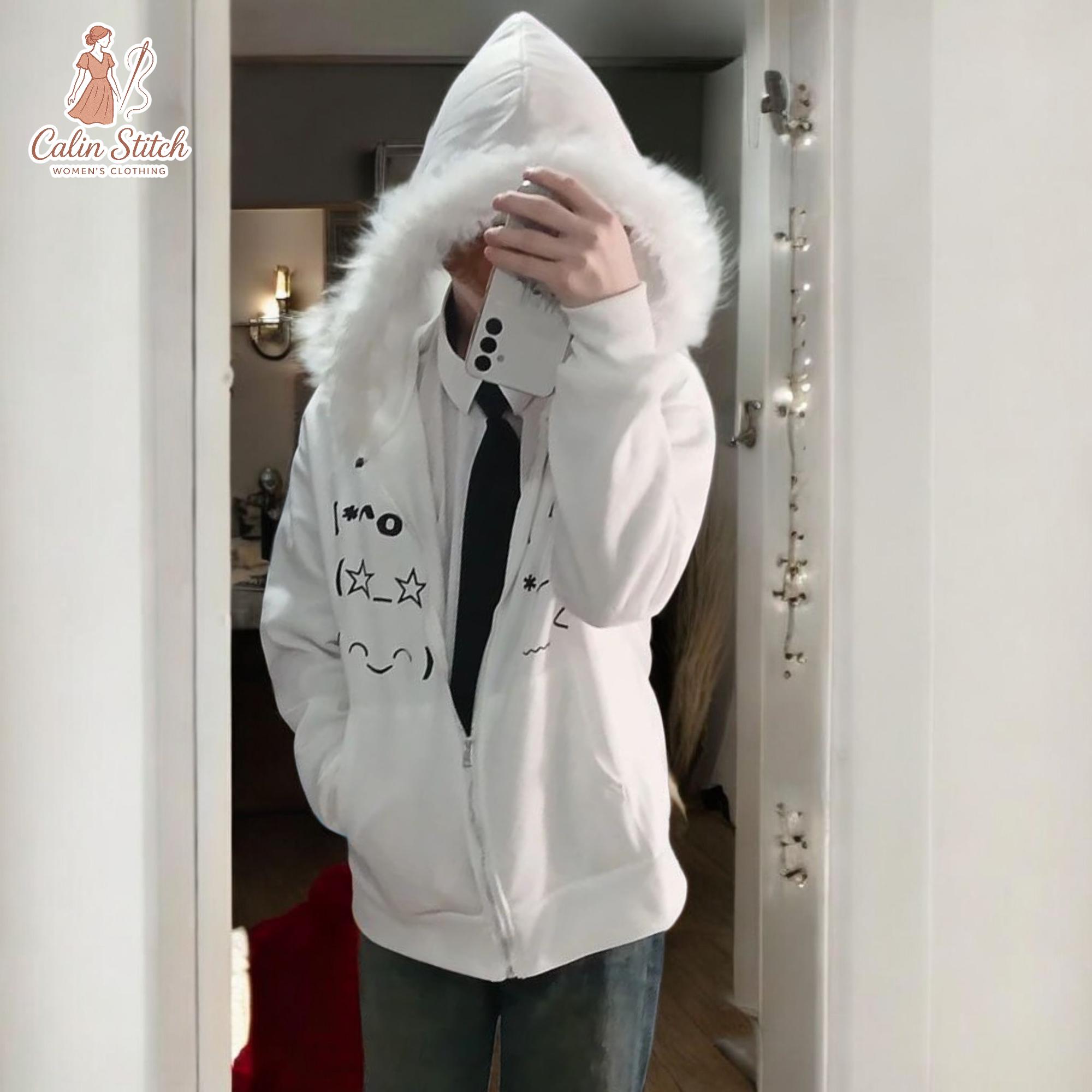 Y2k jacket with fur hoodie - Etsy 日本